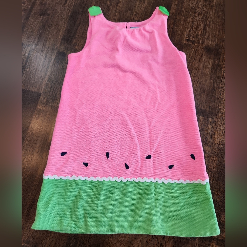 Hartstrings Girls Watermelon Sleeveless Dress, Cotton, Size 5